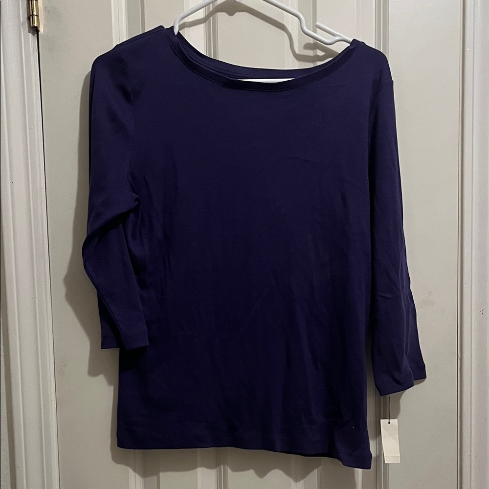 NWT Talbots Deep Purple 3/4 length sleeves Pima tshirt PL